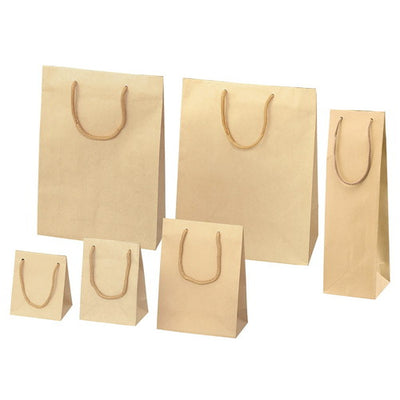 店舗用品ラッピング用品手提げ紙袋クラフトストライプエンボス10×7×12cmの商品画像