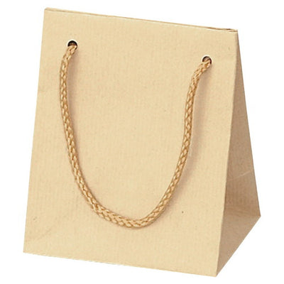 店舗用品ラッピング用品手提げ紙袋クラフトストライプエンボス10×7×12cmの商品画像