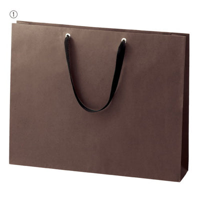 店舗用品ラッピング用品ショルダーバッグブラウン無地紙袋黒ひも60×10×42cmの商品画像