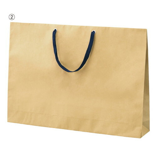 店舗用品ラッピング用品ショルダーバッグベージュ無地紙袋紺ひも52×10×42cmの商品画像