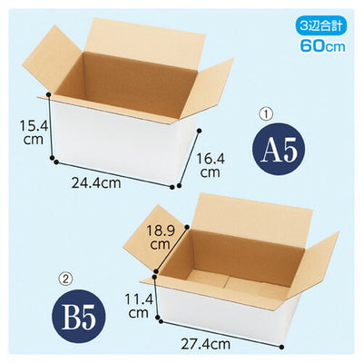 店舗用品店舗運営用品白ダンボール宅配サイズ24.4×16.4×15.4cmの商品画像