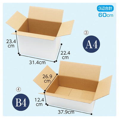 店舗用品店舗運営用品白ダンボール宅配サイズ31.4×22.4×23.4cmの商品画像