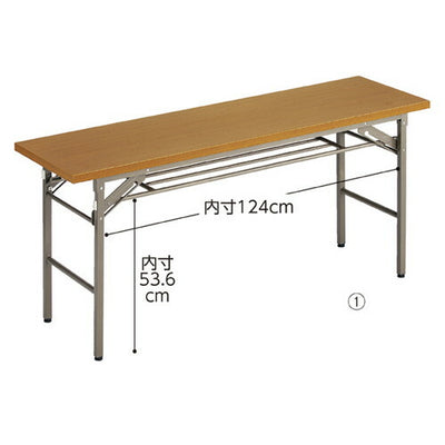 店舗用品店舗運営用品折りたたみテーブルW150cm棚付きホワイトの商品画像