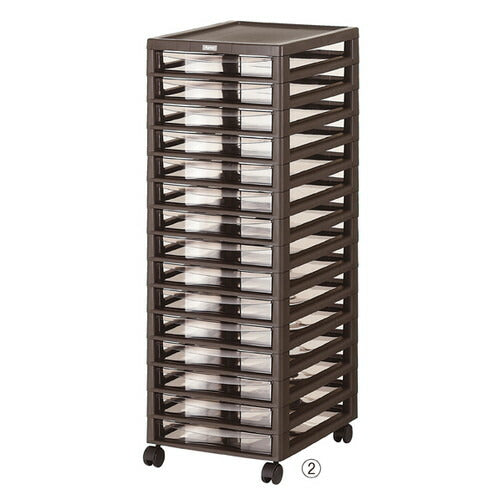 店舗用品店舗運営用品アプロスB4多段収納ケース浅型15段ダークブラウンの商品画像