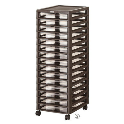 店舗用品店舗運営用品アプロスB4多段収納ケース浅型15段ダークブラウンの商品画像