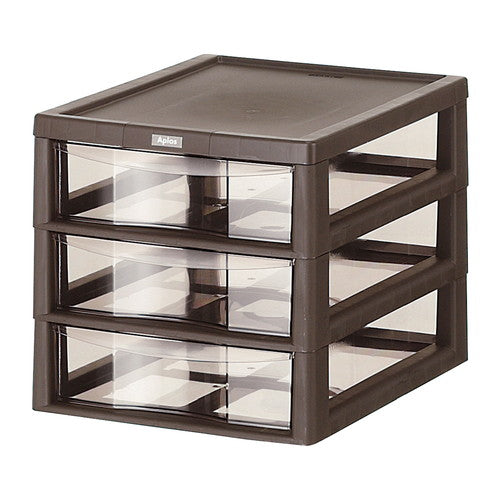 店舗用品店舗運営用品アプロスB4机上収納ケース深型3段ダークブラウンの商品画像