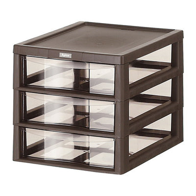 店舗用品店舗運営用品アプロスB4机上収納ケース深型3段ダークブラウンの商品画像