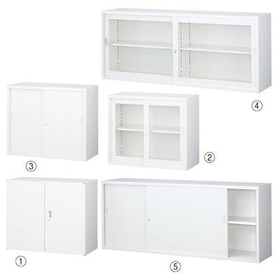 店舗用品店舗運営用品A4書庫H73cm(上置用)ホワイトW88cmガラス引戸の商品画像