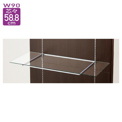 店舗用品システム什器10Rガラス棚セットW90cmオーバーハングタイプ5mm厚D25cmの商品画像