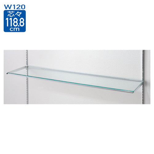 店舗用品システム什器10Rガラス棚セットW120cmインハングタイプ5mm厚D25cmの商品画像
