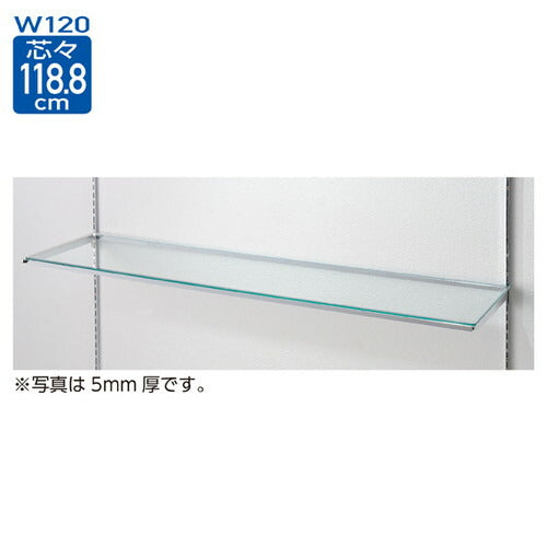 店舗用品システム什器10Rガラス棚セットW120cmインハングタイプ8mm厚D30cmの商品画像