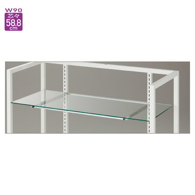 店舗用品システム什器ガラス棚セットW90cmオーバーハングタイプ8mm厚D15cmの商品画像