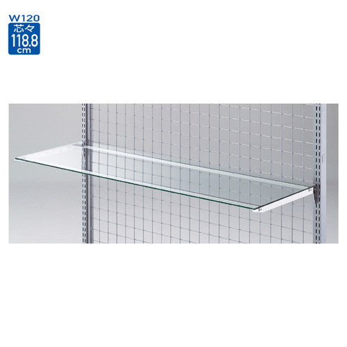 店舗用品システム什器ガラス棚セットW120cmインハングタイプ8mm厚D40cmの商品画像