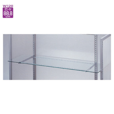 店舗用品システム什器ガラス棚セットW120cmオーバーハングタイプ5mm厚D25cmの商品画像