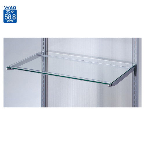 店舗用品システム什器ガラス棚セットW60cmインハングタイプ5mm厚D25cmの商品画像