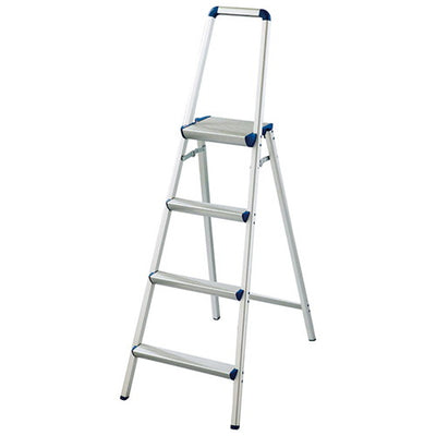 店舗用品店舗運営用品手すり付き踏み台天板幅広タイプ4段H153cmの商品画像