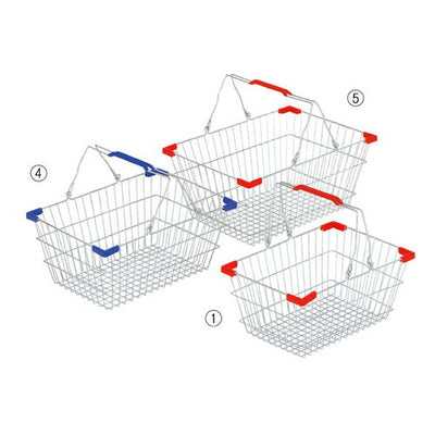 店舗用品店舗運営用品スチール製買い物カゴLブルーの商品画像