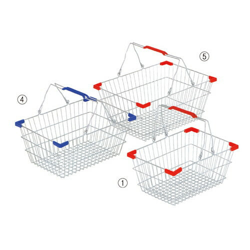 店舗用品店舗運営用品スチール製買い物カゴSレッドの商品画像