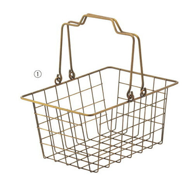 店舗用品店舗運営用品アンティークゴールドワイヤーバスケットLの商品画像