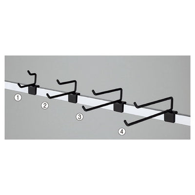 店舗用品システム什器2段フックハンガーブラック(直径6mm)L10cm【5本】の商品画像