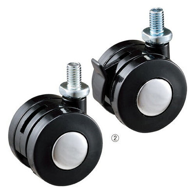 店舗用品システム什器双輪キャスターセット耐荷重50kgタイプブラック直径5cm双輪ブラックの商品画像