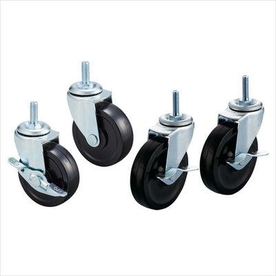 店舗用品システム什器単輪強化キャスターセット耐荷重50kgタイプブラック直径7.5cm単輪ブラック【4個】の商品画像