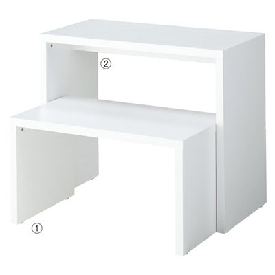 店舗用品店舗什器木製スリムコの字テーブルホワイトW82cmの商品画像