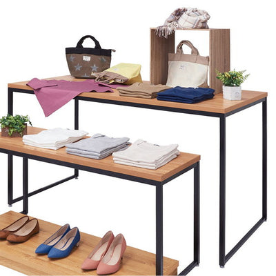 店舗用品店舗什器ブラックショーテーブルラスティック柄W150×D80×H82.6cmの商品画像