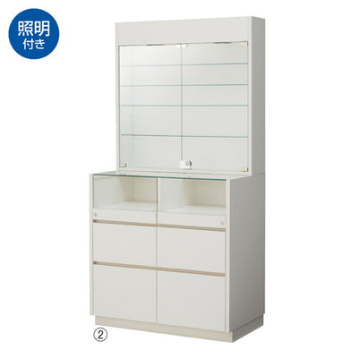 店舗用品店舗什器木製壁面用L型ショーケース照明付きラスティック柄の商品画像