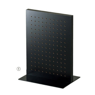 店舗用品店舗什器卓上両面有孔パネルスタンド黒+ベース黒W45×H60cmの商品画像