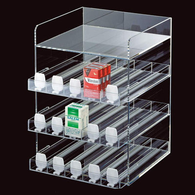 店舗用品演出用品たばこ什器透明アクリル製陳列用什器3段の商品画像