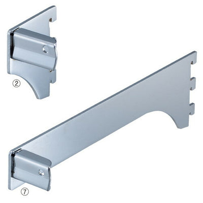 店舗用品システム什器ミニ角バー(14×24mm角)用差し込み式ブラケットクローム左D20cmの商品画像