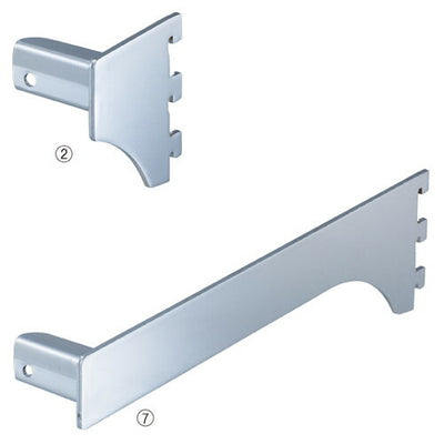 店舗用品システム什器ミニ角バー(14×24mm角)用差し込み式ブラケットクローム右D3.5cmの商品画像