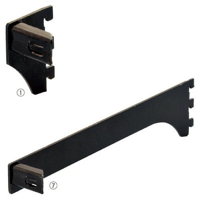 店舗用品システム什器ミニ角バー(14×24mm角)用差し込み式ブラケットブラック左D15cmの商品画像