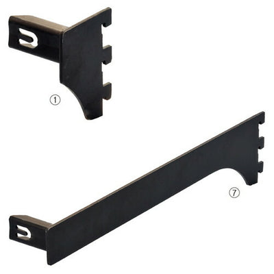 店舗用品システム什器ミニ角バー(14×24mm角)用差し込み式ブラケットブラック右D15cmの商品画像