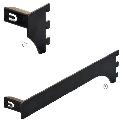 店舗用品システム什器ミニ角バー(14×24mm角)用差し込み式ブラケットブラック右D30cmの商品画像