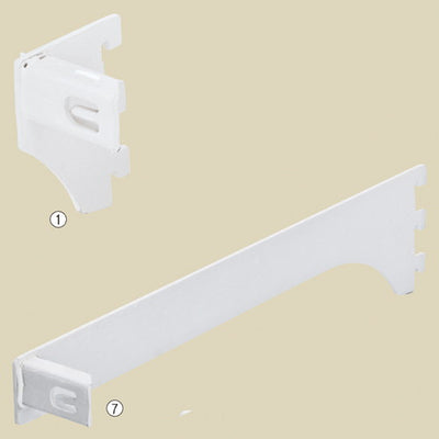 店舗用品システム什器ミニ角バー(14×24mm角)用差し込み式ブラケットホワイト左D3.5cmの商品画像