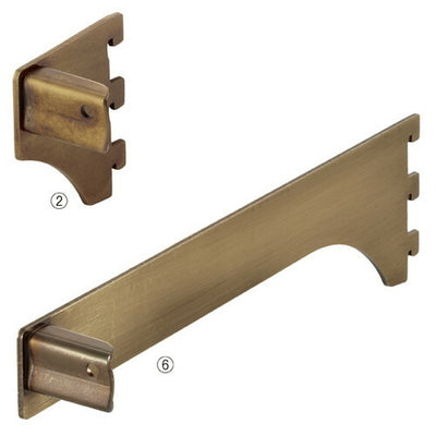 店舗用品システム什器ミニ角バー(14×24mm角)用差し込み式ブラケットアンティークゴールド左D5cmの商品画像