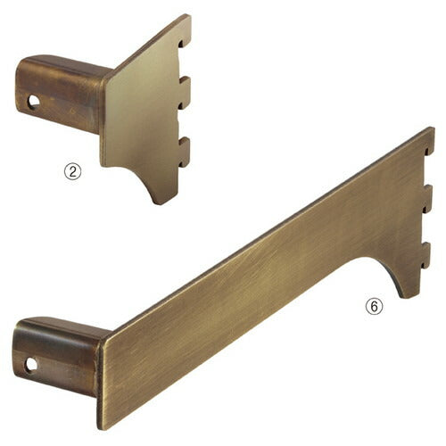 店舗用品システム什器ミニ角バー(14×24mm角)用差し込み式ブラケットアンティークゴールド右D5cmの商品画像