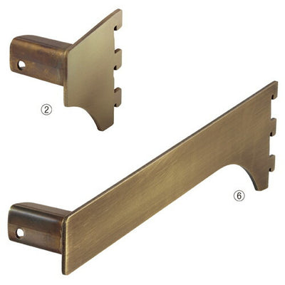 店舗用品システム什器ミニ角バー(14×24mm角)用差し込み式ブラケットアンティークゴールド右D5cmの商品画像