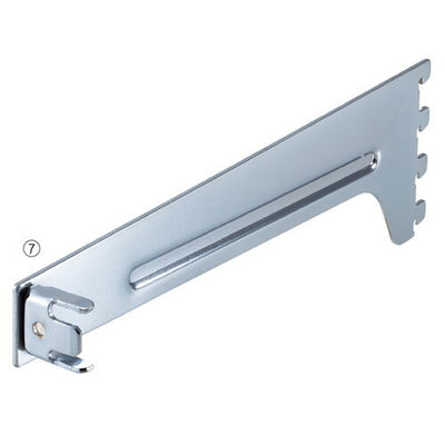 店舗用品システム什器角バー(14×32mm角)用差し込み式ブラケットクローム左D30cmの商品画像