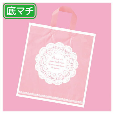 店舗用品ラッピング用品ハンドル付きポリ袋レース25×28×底マチ8cmの商品画像