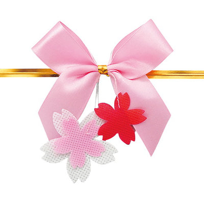 店舗用品ラッピング用品リボン付きワイヤータイモチーフ付きさくらリボンの商品画像