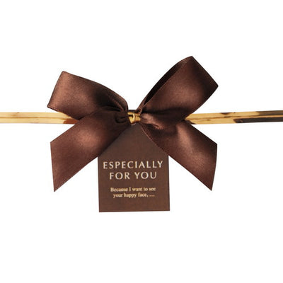 店舗用品ラッピング用品リボン付きワイヤータイモチーフ付きブラウンリボンの商品画像