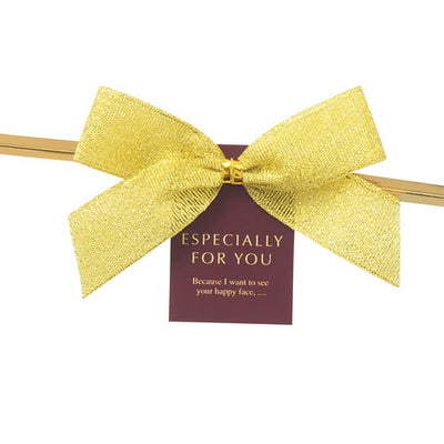 店舗用品ラッピング用品リボン付きワイヤータイモチーフ付きゴールドリボンの商品画像