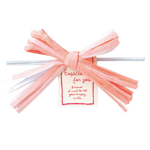 店舗用品ラッピング用品リボン付きワイヤータイモチーフ付きペーパーラフィアピンクの商品画像