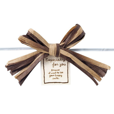 店舗用品ラッピング用品リボン付きワイヤータイモチーフ付きペーパーラフィアブラウンの商品画像