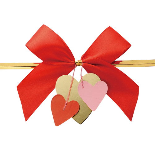 店舗用品ラッピング用品リボン付きワイヤータイモチーフ付きハートモチーフレッドの商品画像