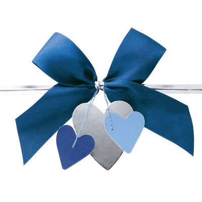 店舗用品ラッピング用品リボン付きワイヤータイモチーフ付きハートモチーフブルーの商品画像