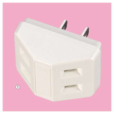 店舗用品照明プラグタップ【コンセント用】耐トラ付き三角タップ2口の商品画像
